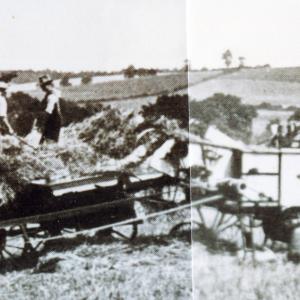 1930s Now Maltings Close Mr Gibbs thrashing machine Fren