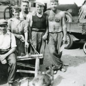 1955 building the Yard House for Bill Jennings Alan Davey Tug Wilson Cyril Wright Bill Eileen Jennings