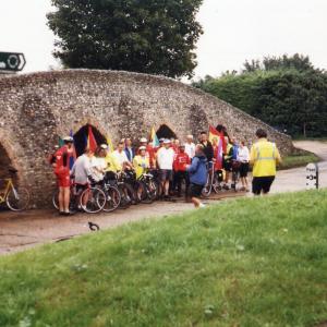 2005 August Cycliest from many nations admire the Pack 1