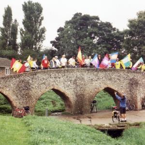 2005 August Cycliest from many nations admire the Packhors