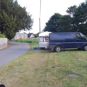 2015 04 07 Brookside the Church Meadow Rock in the Meadow guests stay in the caravan over night 1