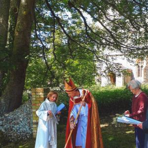 2018 16 05 Saint Peters churchyard extension. The Bishop of Dunwich consecrates the new area 4