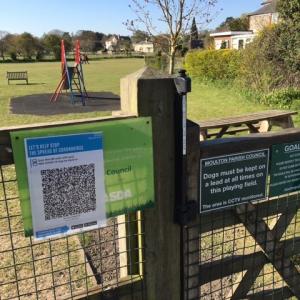 2021 20 04 entrance to playing field NHS covid check.