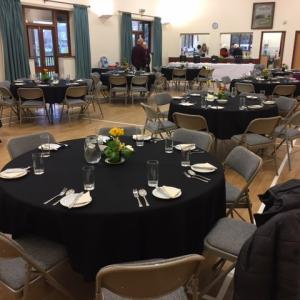 2022 15 02 Village Hall tables laid for the Tuesday club.