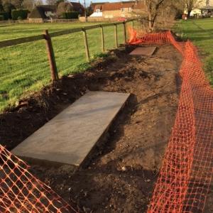 2022 Feb Playing Field concrete base for stands